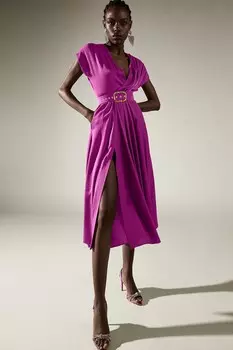 Платье тремоло с глубоким вырезом Alina Cernatescu, розовый