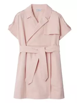Платье-тренч Burberry Kids с короткими рукавами, розовый