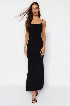 Платье Trendyol макси приталенное трикотажное, черный