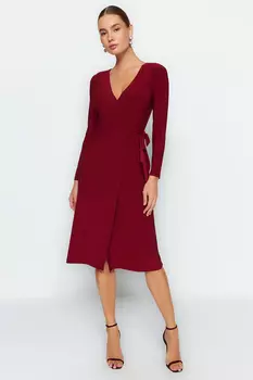 Платье Trendyol миди трикотажное, бордовый