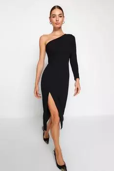 Платье Trendyol миди трикотажное, черный
