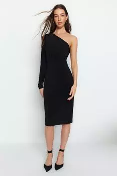 Платье Trendyol миди трикотажное, черный