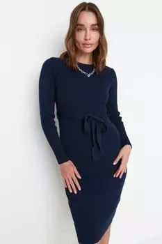 Платье Trendyol миди трикотажное, темно-синий