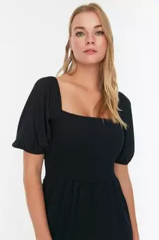 Платье Trendyol миди трикотажное, темно-синий