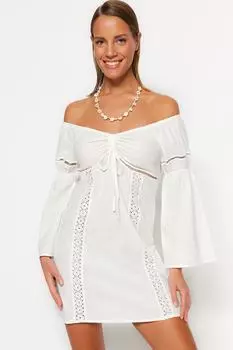 Платье Trendyol мини пляжное, экру