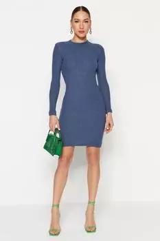 Платье Trendyol мини приталенное трикотажное, индиго