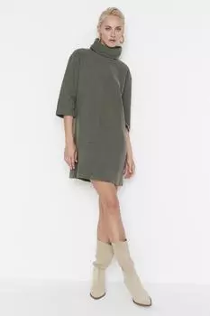 Платье Trendyol мини трикотажное, хаки