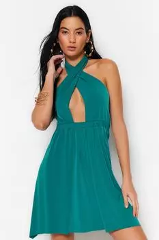 Платье Trendyol мини трикотажное, хаки