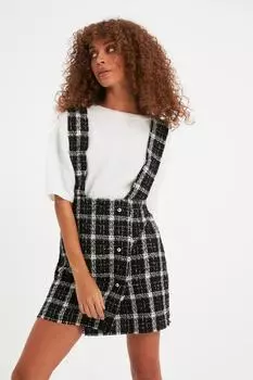 Платье Trendyol на бретелях, черный/серый