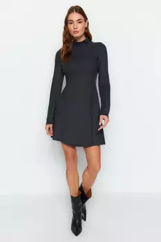 Платье Trendyol Selanik с высоким воротником, серый