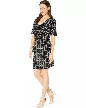 Платье Tribal Printed Jersey Elbow Sleeve Front Tie Dress, цвет Ebony