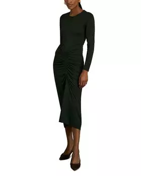 Платье-трикотаж Ginny Plain с оборками REISS, зеленый