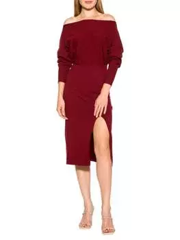 Платье Трикотажное Alexia Admor Emily с открытыми плечами, burgundy