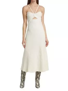 Платье Трикотажное Anna Quan Galina в рубчик, белый