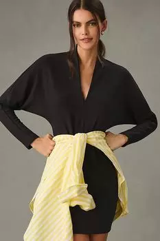 Платье трикотажное Daily Practice Anthropologie с длинными рукавами, черный