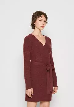 Платье трикотажное ELLEN WRAP NOOS BC Pieces, портвейн желтовато-коричневый