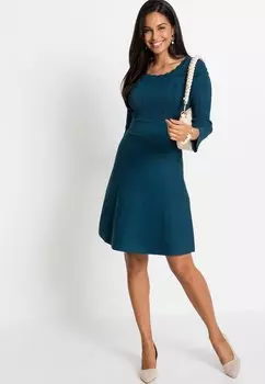 Платье трикотажное Mit Ajourmuster Und Nachhaltiger bonprix, цвет petrol