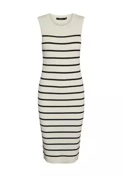 Платье трикотажное, в полоску, до колена, женское VERO MODA, цвет Birch