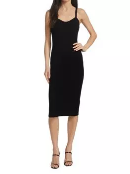Платье Трикотажное в Рубчик Michael Kors Collection с вырезом сердечком, черный