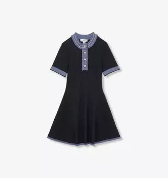 Платье трикотажное в рубчик с контрастной отделкой 4-13 лет Reiss, синий
