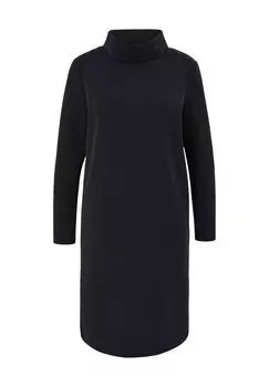 Платье трикотажное, воротник стойка, длинный рукав, женское s.Oliver, цвет Grey Black