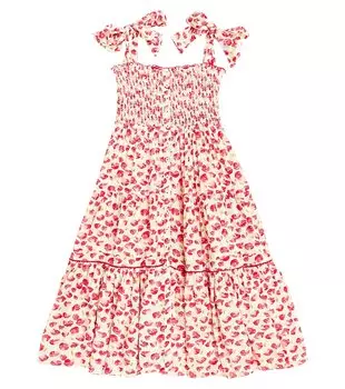 Платье Trini с присборками и принтом Poupette St Barth, белый