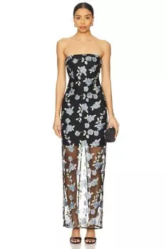 Платье-труба из сетки с цветочным узором Rotate, black