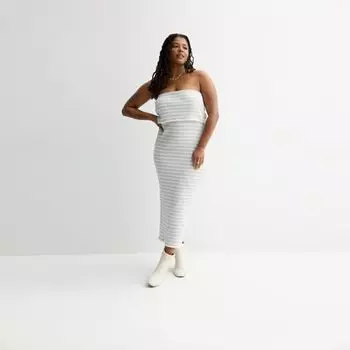 Платье-труба макси с отворотами больших размеров для подростков So, цвет grey stripe