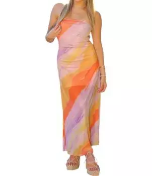 Платье-труба миди Kint Mesh оранжевого цвета LENA