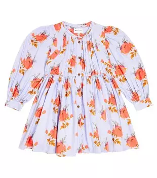 Платье trudy из смесового хлопка с цветочным принтом Morley, синий