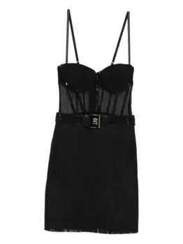 Платье Tulle с бахромой Elisabetta Franchi, черный