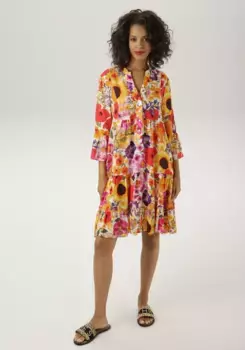 Платье-туника Aniston CASUAL с ярким крупным цветочным принтом, желтый