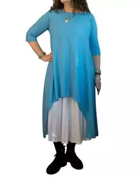 Платье-туника Hi-Lo бирюзового цвета Saga