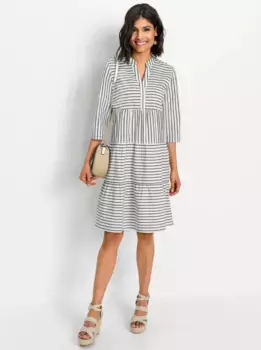 Платье-туника Inspirations "тканое платье" Inspirationen, цвет Wei-Schwarz-Gestreift