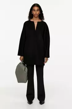 Платье-Туника из смесовой шерсти Arket, черный