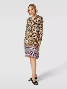 Платье-туника из вискозы с анималистичным принтом Emily Van den Bergh, бежевый