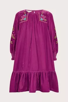 Платье туника из вышитого бархата Monsoon, фиолетовый