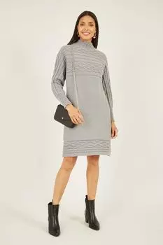 Платье-туника косой вязки Yumi, серый