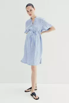 Платье туника «мама» из смесового льна H&M, синий