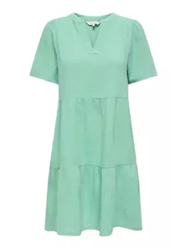 Платье-туника ONLY "ONLTHYRA LIFE SS V-NECK DRESS WVN CS", с воланом, мятный
