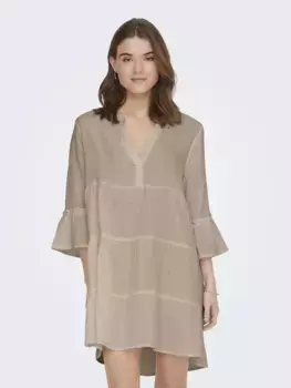 Платье-туника ONLY "ONLTHYRA PEPLON DRESS NOOS WVN", с воланом в стиле туники, цвет O X Ford Tan