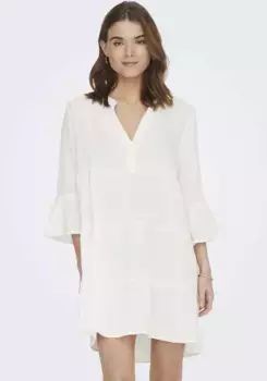 Платье-туника ONLY "ONLTHYRA PEPLON DRESS NOOS WVN", с воланом в стиле туники, цвет Cloud Dancer