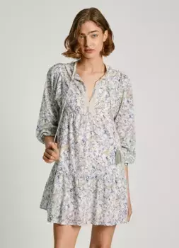 Платье-туника Pepe Jeans "MAISIE", с принтом пейсли, качественный хлопок, белый