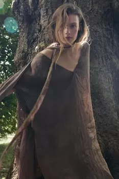 Платье-туника рами с эффектом мятостей ZARA, коричневый мергель
