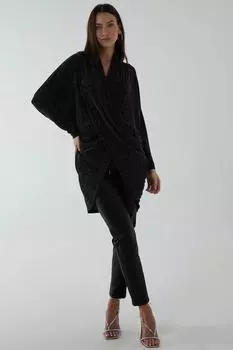 Платье-туника с блестками и асимметричным переворотом спереди Blue Vanilla, черный