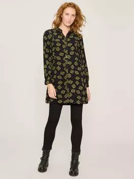 Платье-туника с геометрическим рисунком White Stuff, черный