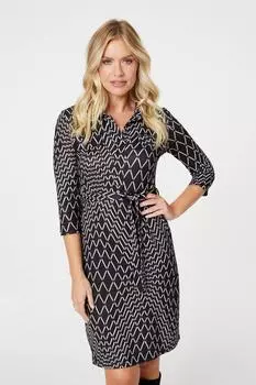 Платье-туника с рукавами 3/4 с принтом Izabel London, черный