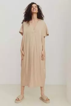 Платье-туника с V-образным вырезом H&amp;M, бежевый