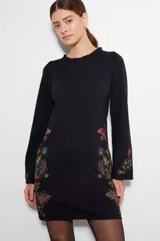 Платье туника с вышивкой Elle Monsoon, черный