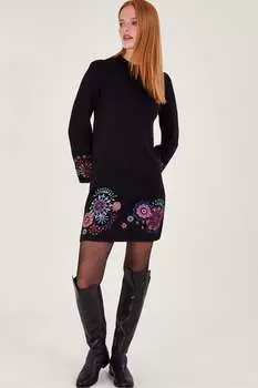 Платье-Туника с вышивкой Monsoon, черный